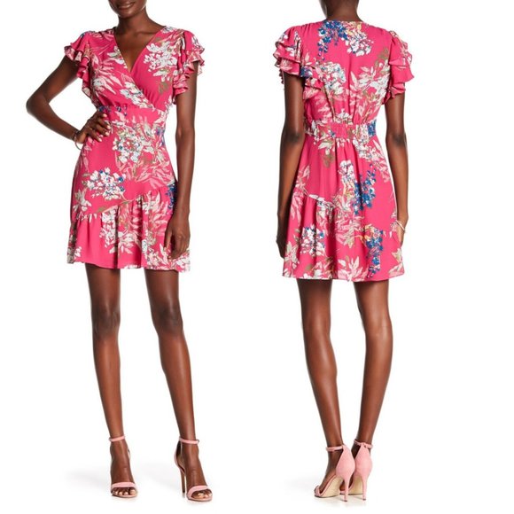 Rachel Roy Easy Crossover Ruffle Sleeve Dress - 10 - Picture 1 of 9